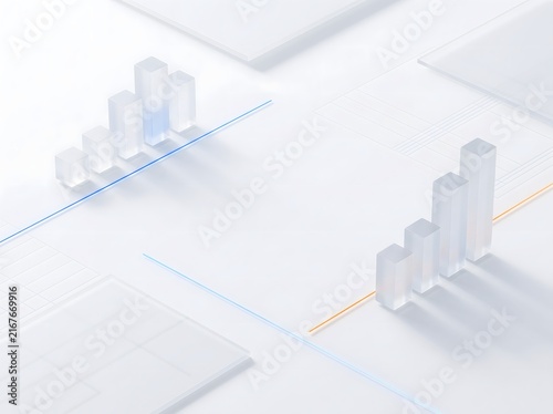 Business Growth Graph on Table with Pen, Financial Chart, Rising Arrow, Market Data, Profit Increase and Success Concept on White Background