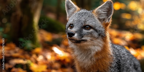 Grey fox in a natural setting