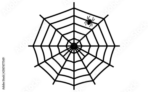 Spider web silhouette with spider vector illustration