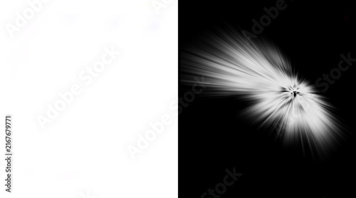 Canvas Print Abstract white light burst on black background, radiant sunbeam explosion effect