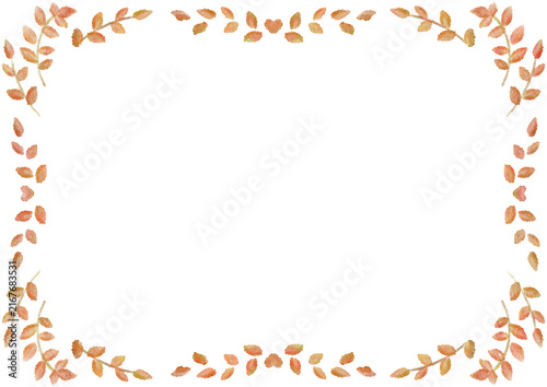 シンプルな木の葉フレーム(赤)