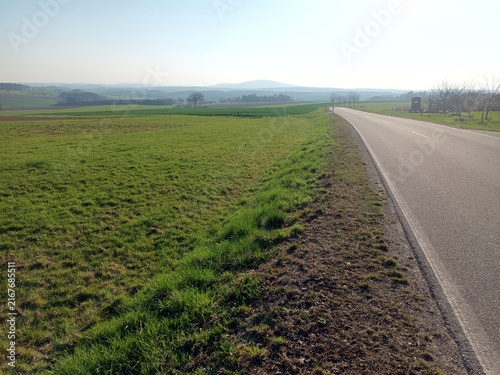 Scenic rural road through the Hunsrück countryside between Kirchberg and Dillendorf, Germany