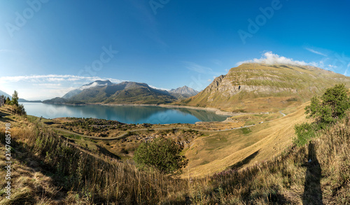 Panoramic View of Lac du Mont Cenis in the French Alps