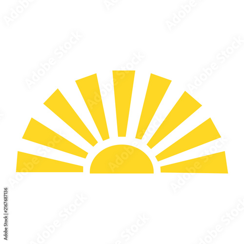 Abstract yellow sunburst ray emblem design element symbol vector illustration