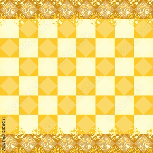 Yellow stars checkerboard seamless pattern background.