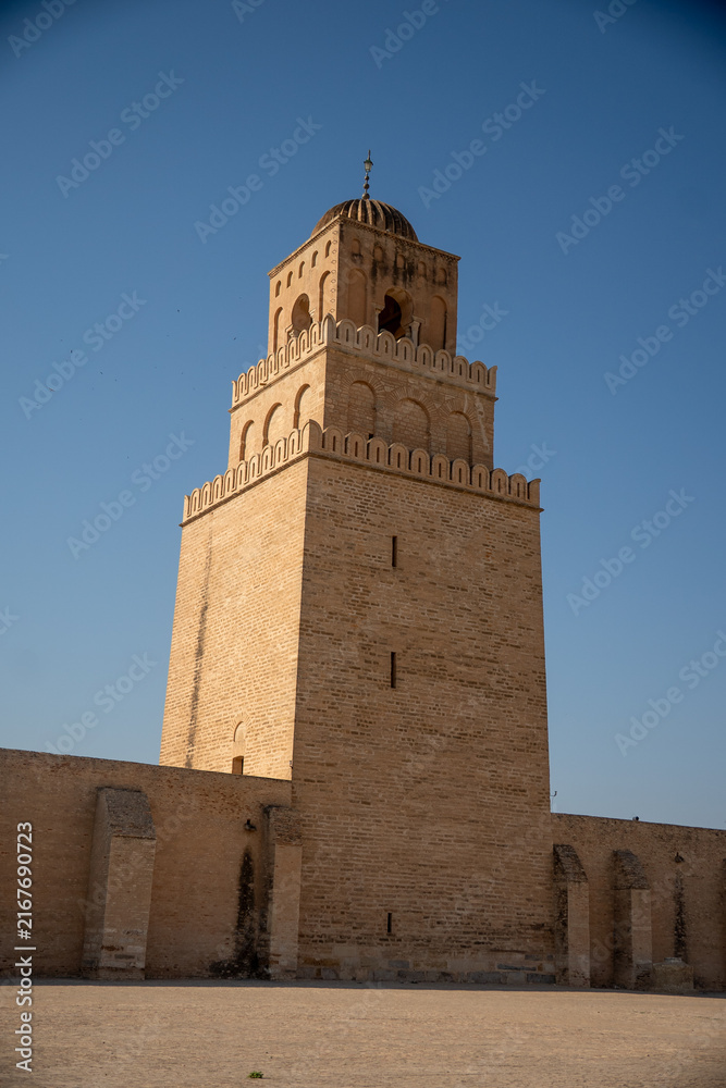 Obraz premium Minaret of the Great Mosque in Kairouan, Tunisia
