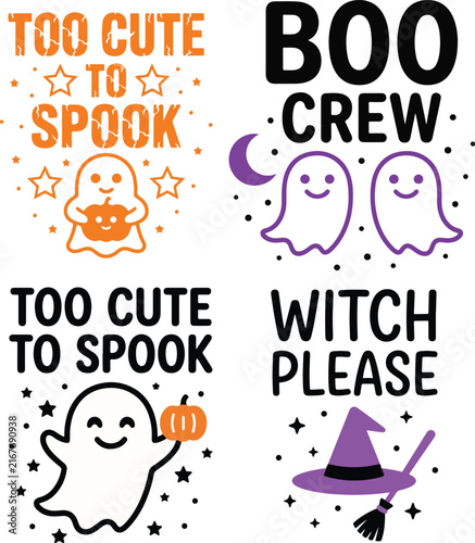 Spooky Halloween T-Shirt Design Collection with Cute Ghosts and Pumpkins