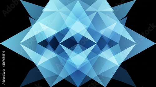 Translucent overlapping diamond shapes and triangles in a professional corporate identity pattern.