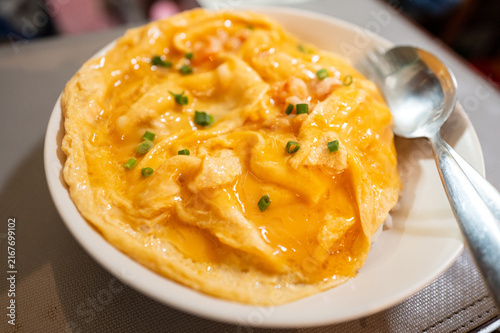 Thai Style Omelet With Rice Low Angle