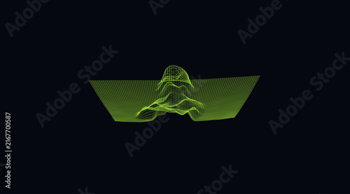 Grid Topography Valley 3D Vector Terrain Wireframe Digital Surface Green Tech Landscape Cyber Data Elevation Futuristic Mesh