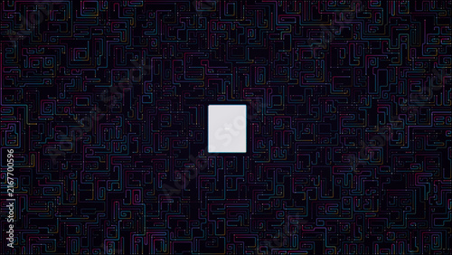 Square Interface Frame Tech Screen Vector Abstract Minimalist Digital Dark Glowing Graphic Modern Cyber Center Display Emblem