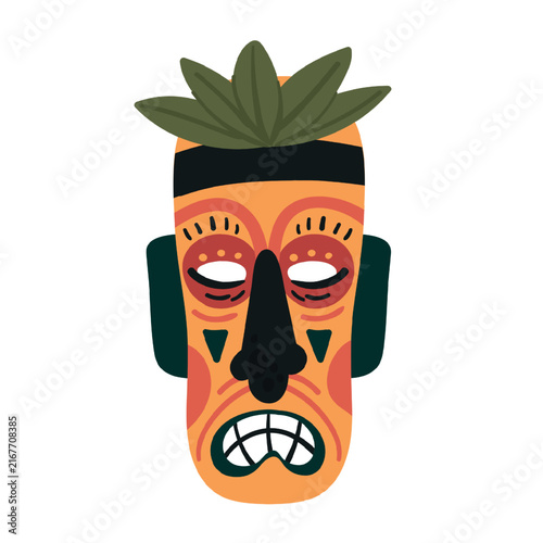 Картината върху платно Tiki mask, colorful ethnic totem vector illustration