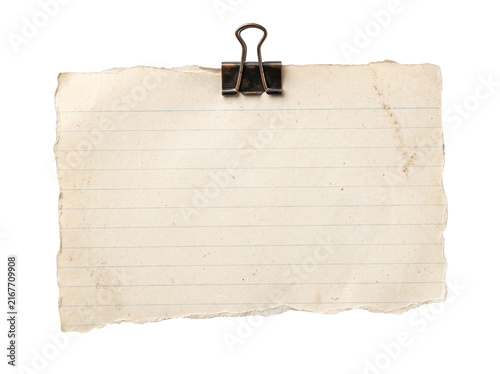 Blank Vintage Paper Template with Binder Clip and Lined Writing Space