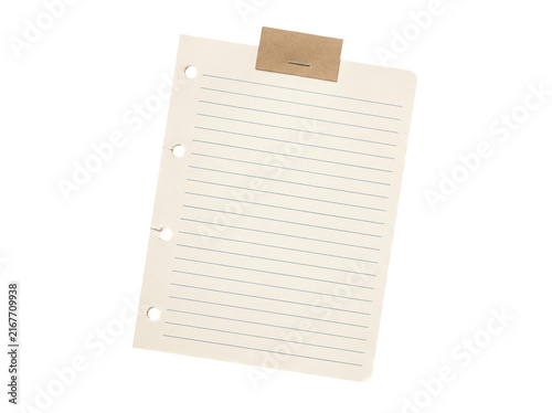 Blank Vintage Stationery Paper with Binder Clip and Torn Edges