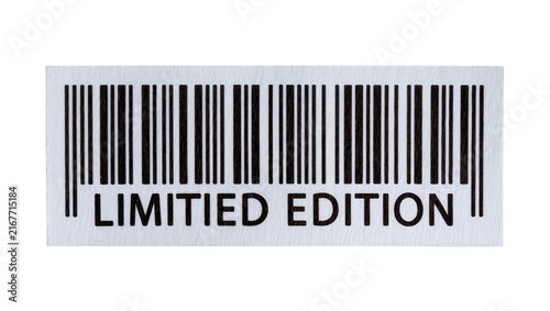 Fotografie Black barcode with text LIMITED EDITION isolated on transparent background