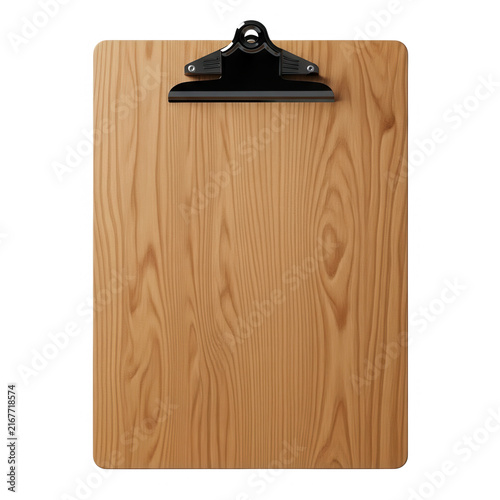 Wooden clipboard with black metal clip