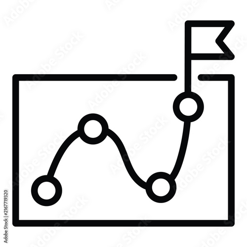 Journey finish flag roadmap outline icon design vector illustration for business project management workflow progress timeline