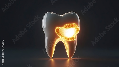 A visually striking graphic of a tooth captures attention with glowing cavities, emphasizing the importance of dental health in our daily lives and encouraging oral care