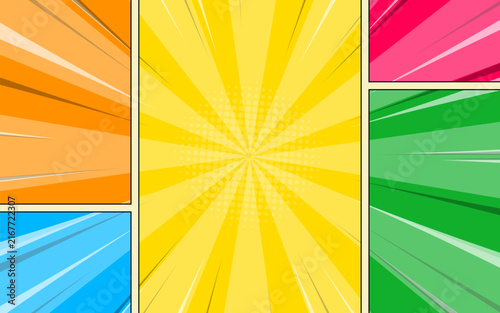 Colorful cartoon comic page background. Vector illustration.