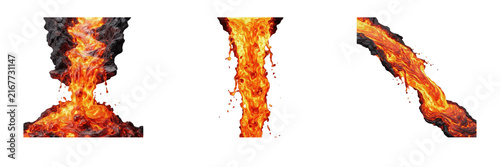 Volcanic Lava Flow Clipart Set Molten Magma Waterfall Eruption Graphics PNG Transparent Background Digital Craft Sublimation Design