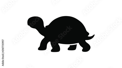 Black turtle silhouette against a white background silhouette