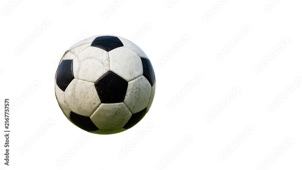 Naklejka premium Classic black and white soccer ball, isolated on transparent background