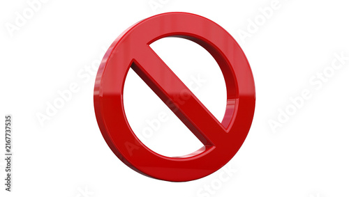 Fotografía Glossy red prohibition symbol, isolated on transparent background