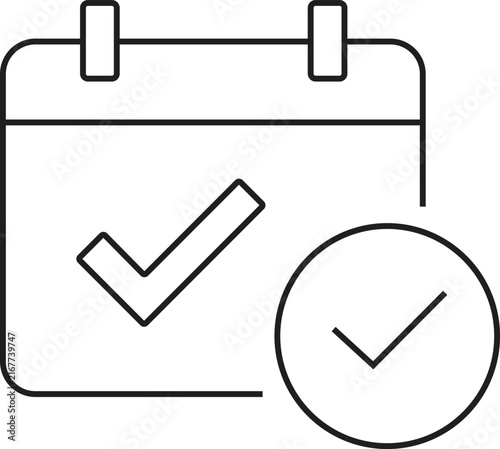 Calendar icon with check mark for scheduling and planning
