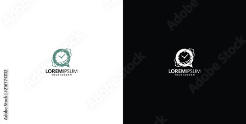 Logo design with clock icon and placeholder text representing time management and business branding solutions