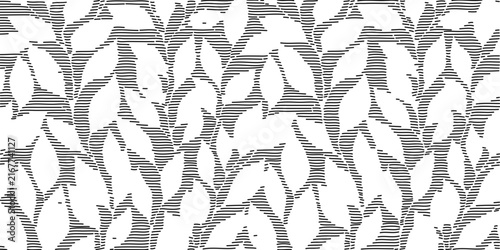 Seamless Tropical Leaf Line Pattern
