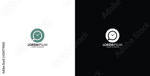 Modern Clock and Speech Bubble Logo Design for Time Management, Customer Support, and Communication Services