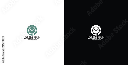 Minimalist clock logo design for time management and productivity services