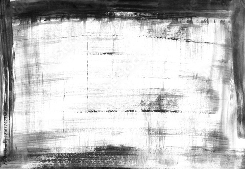 Frame abstract brush strokes, grunge acrylic paint isolated on white background, design element
