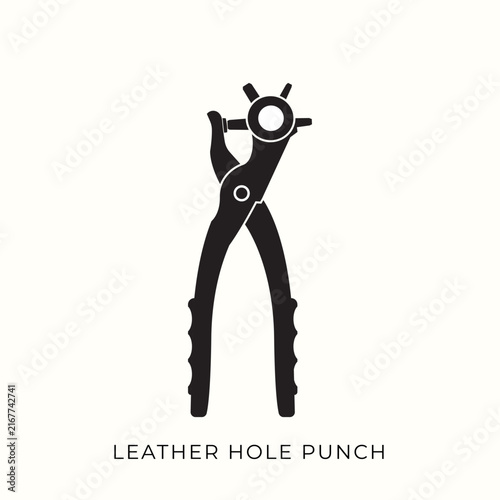 Foto Leather Hole Punch Tool Black Vector Icon