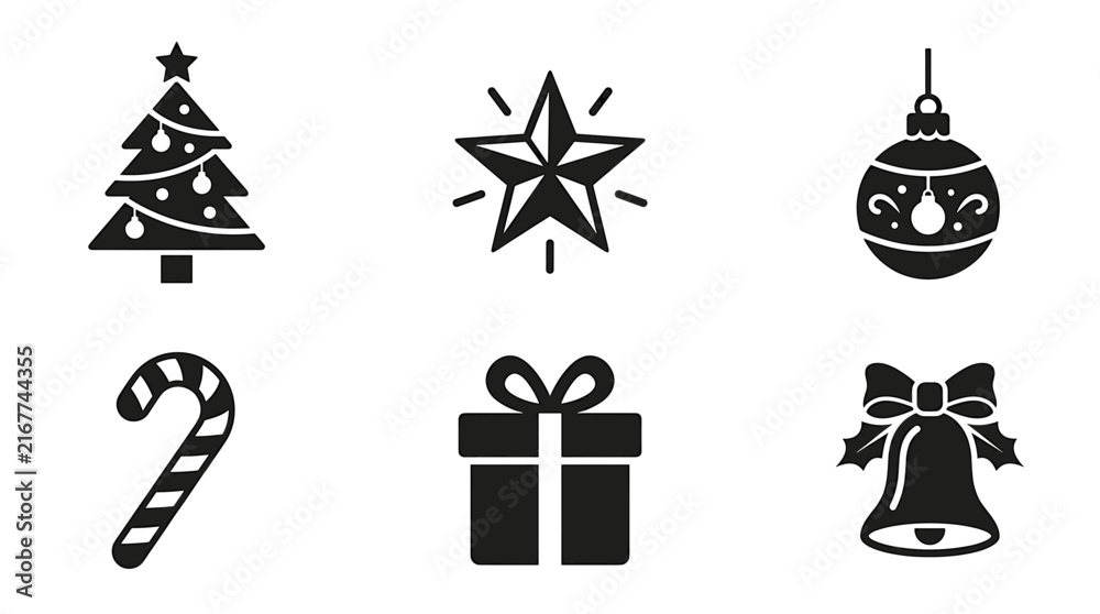 Fototapeta premium Set of black and white Christmas icons