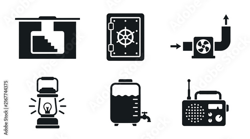 Survival and Emergency Equipment Icons Set