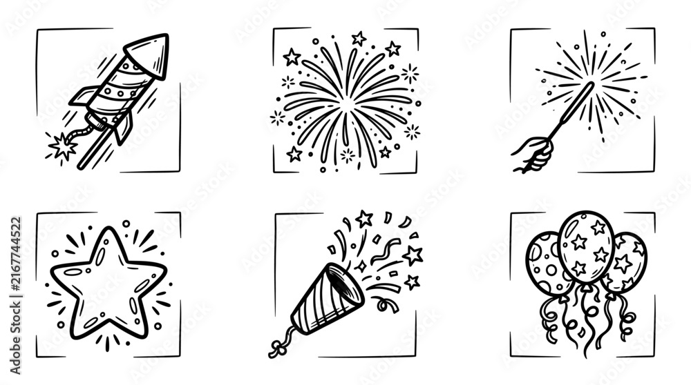 Fototapeta premium Hand drawn celebration elements doodle collection