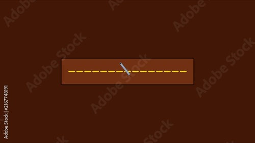 Minimalist loading bar animation with yellow dashed line on brown 4k background, for digital interface