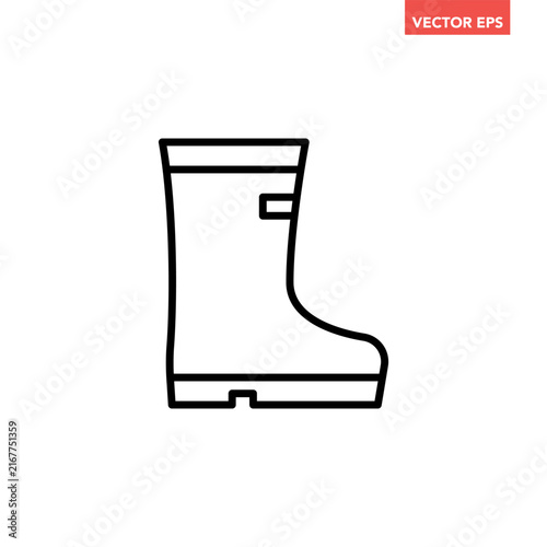Rain boot line icon, simple waterproof rubber footwear flat design vector pictogram, infographic interface elements for app logo web button ui ux isolated on white background