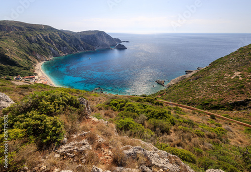 One of the most beautiful bays in Kefalonia, Greece, where Petani beach is located
