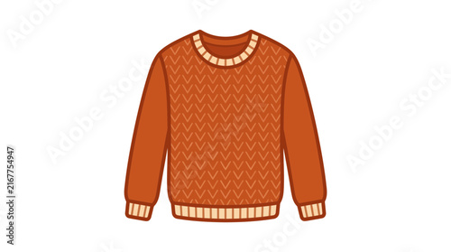 Cozy Orange Knitted Sweater Illustration Featuring A Classic Cable Knit Pattern For Autumn And Winter Fashion Designs