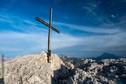 Sass de Stria, Veneto, Italy. It stands 2,477 meters high. During World War I, the area was the scene of fighting between Italy and Austria-Hungary.