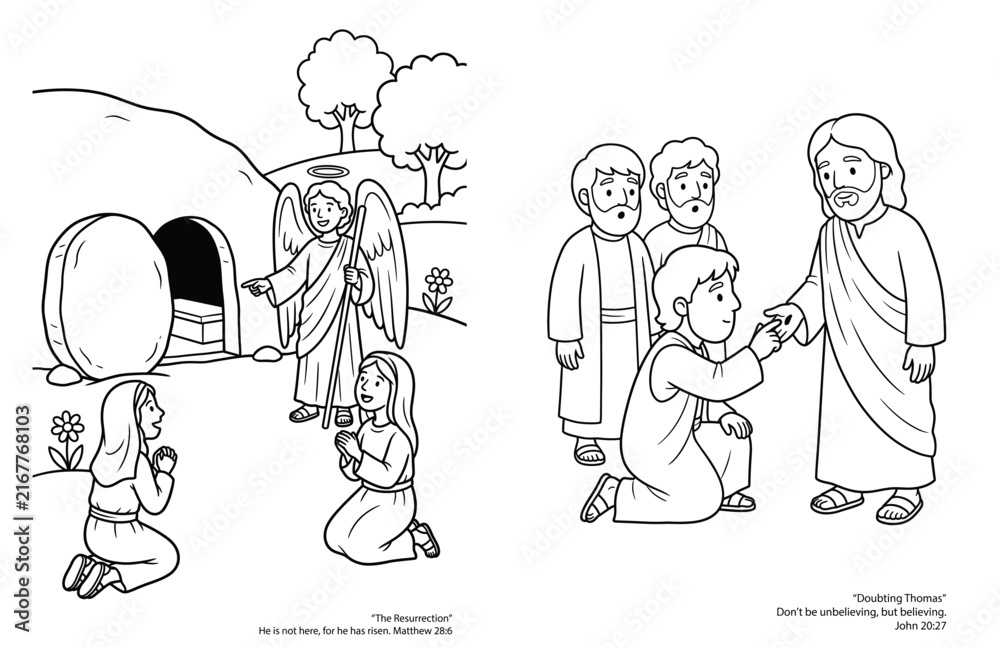 Fototapeta premium Jesus Resurrection and Doubting Thomas