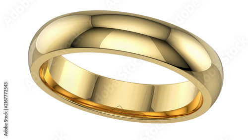 Fotografía Polished yellow gold wedding band ring symbol of love, isolated on transparent b