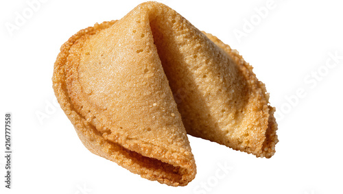 Foto Golden baked fortune cookie with crisp texture, isolated on transparent backgrou