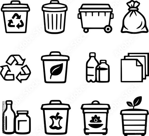 Recycling and Waste Management Icons Collection