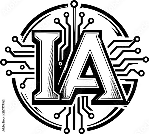 Artificial Intelligence AI Technology Logo with Circuit Board Design