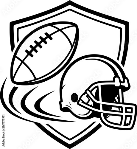 American Football Helmet and Ball Shield Sports Emblem
