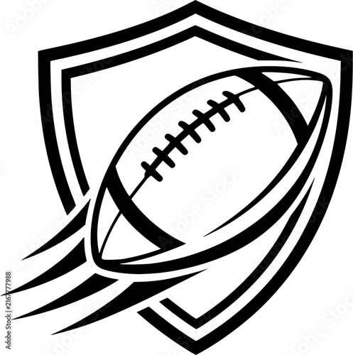 American Football Shield Emblem Black and White Logo