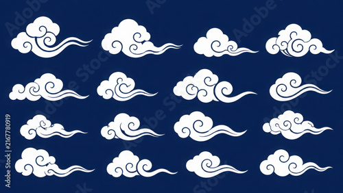 traditional cloud set chinese china japanese korean asian traditional illustrations calligraphy decorations element vector design for background and wallpaper